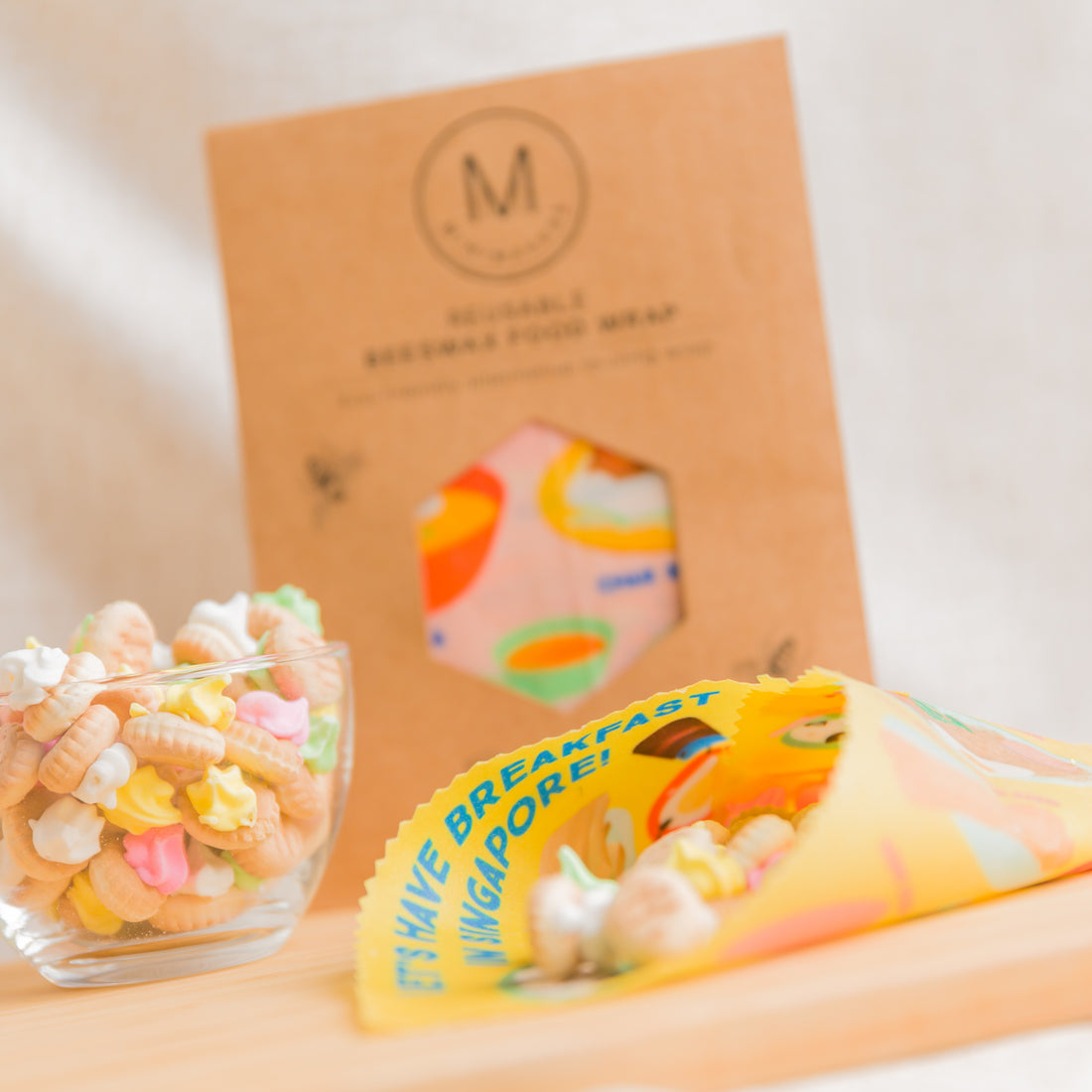 Let's Makan in Singapore (Pink) Beeswax Food Wrap